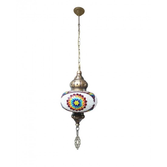 Modi Lighting Beyaz Yıldız Eskitme Camlı Osmanlı Avize Mod-AV-4466-1ES-BYZ