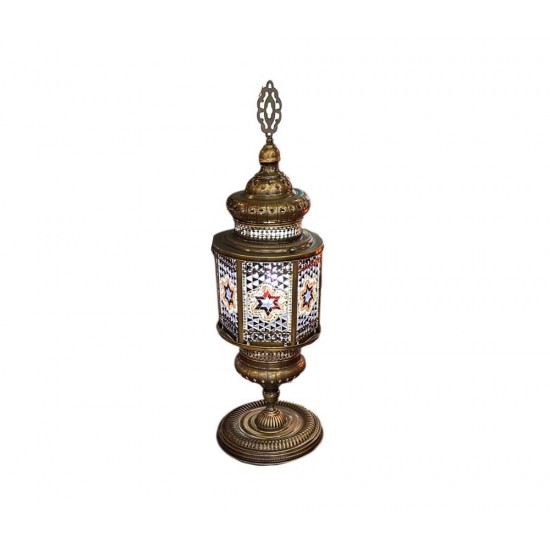 Modi Lighting Eskitme Mavi Yıldız Osmanlı Altıgen Masa Lambasi Mod ML-4466-1ES-MV-M1