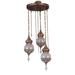 Modi Lighting Osmanlı Bakir Eskitme Detaylı Sarkıt Avize Mod-Av-4682-3bk