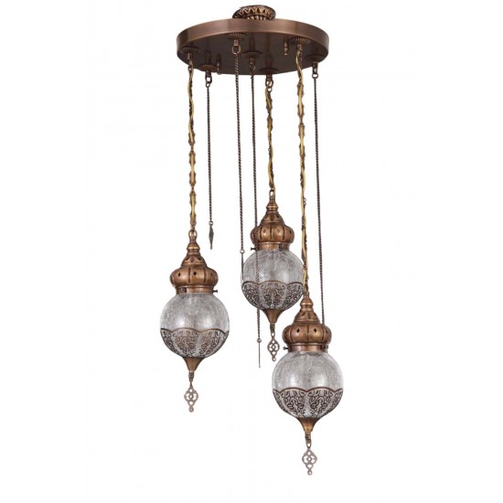 Modi Lighting Osmanlı Bakir Eskitme Detaylı Sarkıt Avize Mod-Av-4682-3bk