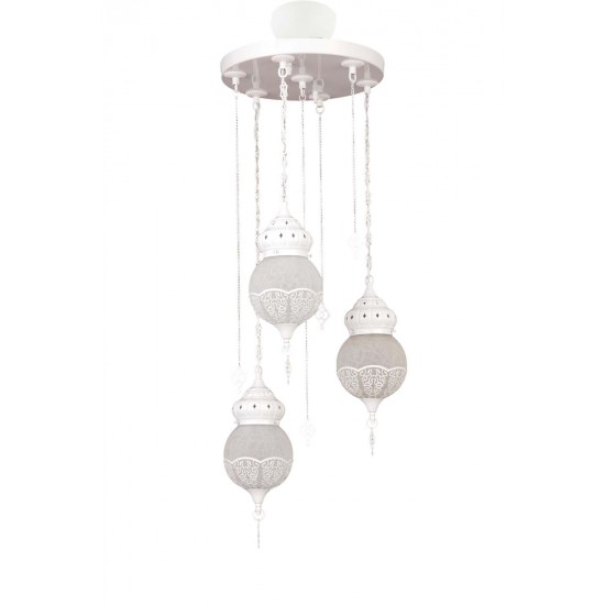 Modi Lighting Osmanlı Beyaz Detaylı Sarkıt Avize Mod-Av-4682-3byz