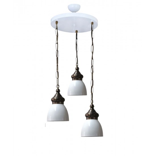 Modi Lighting Osmanlı Beyaz Eskitme Detaylı Sarkıt Avize Mod-Av-4666-3byz-Es