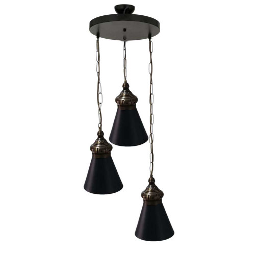 Modi Lighting Osmanlı Siyah Eskitme Detaylı Sarkıt Avize Mod-Av-4665-3bsy-Es