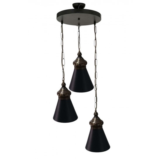 Modi Lighting Osmanlı Siyah Eskitme Detaylı Sarkıt Avize Mod-Av-4665-3bsy-Es