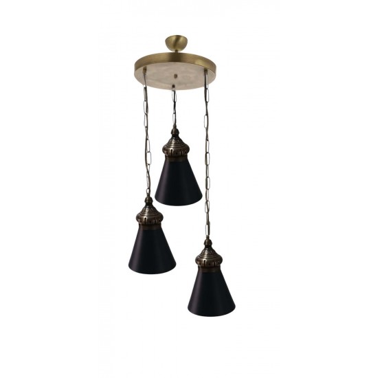 Modi Lighting Osmanlı Siyah Eskitme Detaylı Sarkıt Avize Mod-Av-4665-3es-Bsy