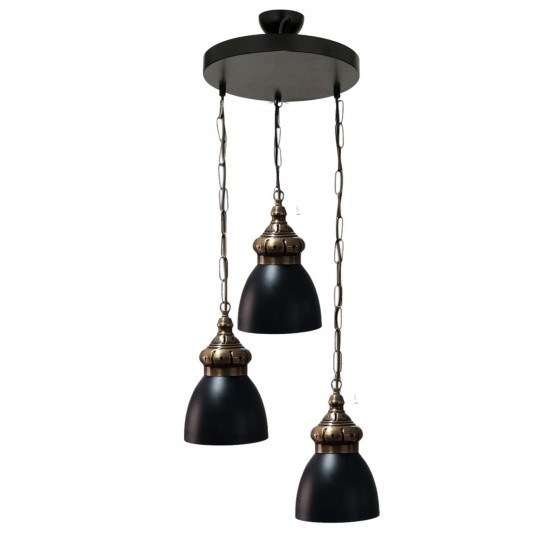 Modi Lighting Osmanlı Siyah Eskitme Detaylı Sarkıt Avize Mod-Av-4666-3bsy-Es