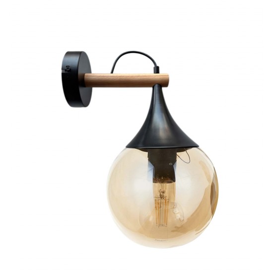 Modi Lighting Siyah Ahşap Detaylı Aplik Mod-Ap-4681-1bsy-Ahs