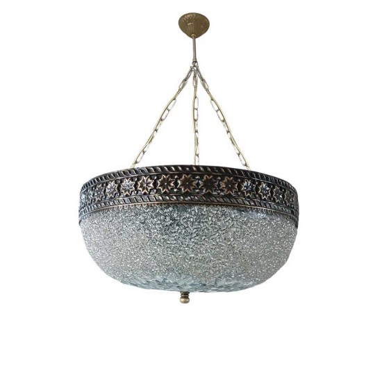 Modi Lighting Tekli Beyaz 30cm Çaplı Yıldız Eskitme Osmanlı Sarkıt Avize Mod-AV-4466-1ESS-30BYZ