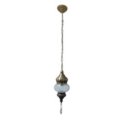 Modi Lighting Tekli Beyaz Camlı Silindir Eskitme Osmanlı Sarkıt Avize Mod-AV-4466-1ESS-BYZ