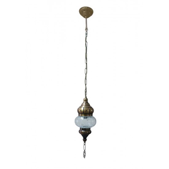 Modi Lighting Tekli Beyaz Camlı Silindir Eskitme Osmanlı Sarkıt Avize Mod-AV-4466-1ESS-BYZ