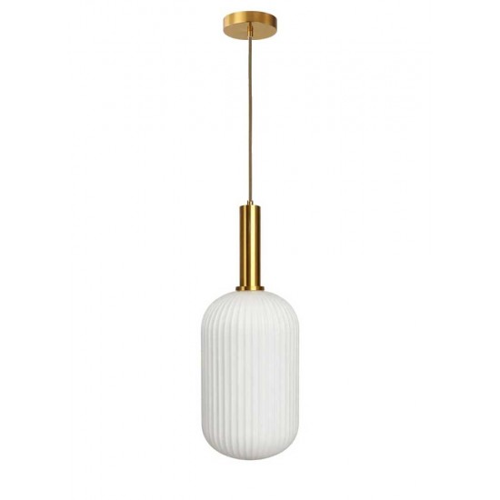 Modi Lighting Tekli Beyaz Çizgi Dokulü İskandinav Sarkıt Avize Mod-AV-4730-1BYZ-B