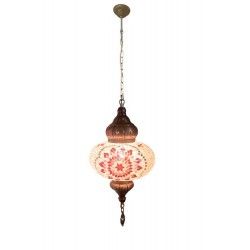 Modi Lighting Tekli Eskitme Pembe Camlı Yıldız Osmanlı Avize Mod-AV-4466-1ES-PM-02