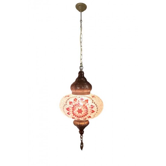 Modi Lighting Tekli Eskitme Pembe Camlı Yıldız Osmanlı Avize Mod-AV-4466-1ES-PM-02