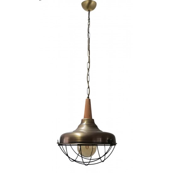 Modi Lighting Teklii Eskitme Ahşap Detaylı Sarkıt Avize Mod-Av-4675-1es-Ahs