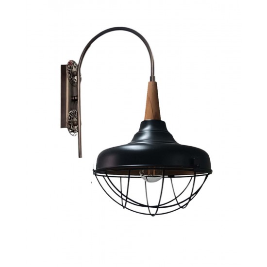 Modi Lighting Teklii Siyah Ahşap Detaylı Aplik Mod-Ap-4675-1bsy-Ahs