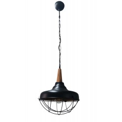 Modi Lighting Teklii Siyah Ahşap Detaylı Tel Kafesli Sarkıt Avize Mod-Av-4675-1bsy-Kfs