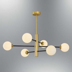 Modi Lighting 6lı Siyah Eskitme Boyalı Metal Cam Avize MOD-AV-4572-6BSY-ES