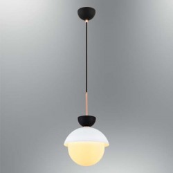Modi Lighting Beyaz Siyah Detaylı Metal Gövde Opal Cam Tekli Sarkıt MOD-AV-4572-BSY-BKR