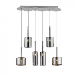 Modi Lighting Krom 6lı Füme Camlı Sıralı Sarkıt MOD-AV-4544-6F