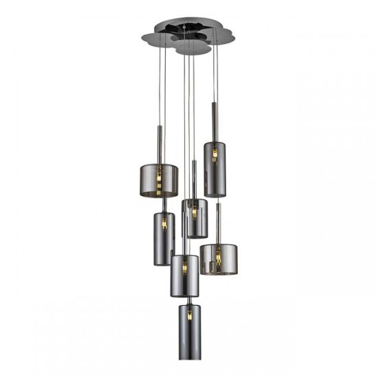 Modi Lighting Krom 7li Uzun Füme Camlı Sarkıt MOD-AV-4544-6F-1FU