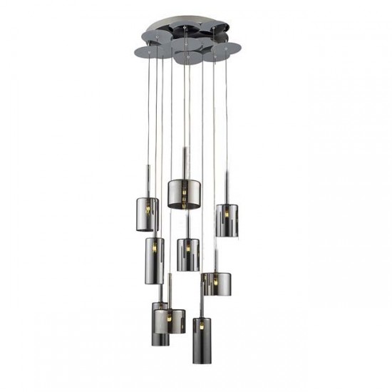Modi Lighting Krom 9lu Füme Camlı Sarkıt MOD-AV-4544-9MIXF