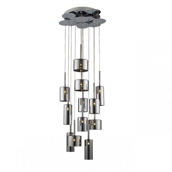 Modi Lighting Krom 9lu Füme Camlı Sarkıt MOD-AV-4544-9MIXF
