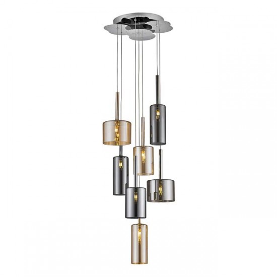 Modi Lighting Mıxed 7li Uzun Füme Camlı Sarkıt MOD-AV-4544-MIX-1FU