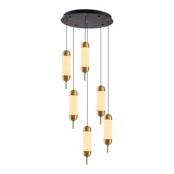Modi Lighting Siyah Eskitme Metal Gövde Akrilik 6 Lı Sarkıt Avize MOD-AV-4571-6BSY-ES