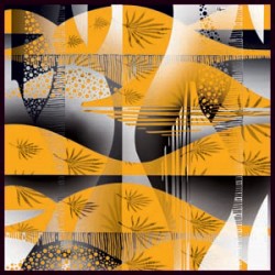 Sarı Siyah Tonları Modern Karışık Desenli Eşarp