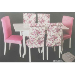 Pembe Lükens Ayak Masa 6'lı Sandalye Takımı MOD-OA-A9 Pembe Lükens Ayak Masa 6'lı Sandalye Takımı MOD-OA-A9