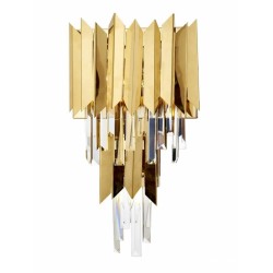 AVONNI AP-60101-S Sarı Kaplama Aplik E14 Metal Kristal 28x15cm