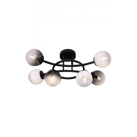 AVONNI AR-60453-6BSY Siyah Kaplama Modern Avize E14 Metal Cam 60cm
