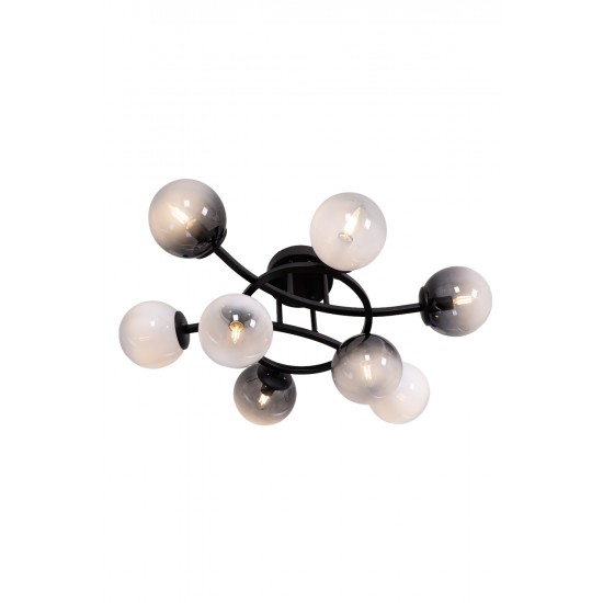 AVONNI AR-60453-8BSY Siyah Kaplama Modern Avize E14 Metal Cam 80cm