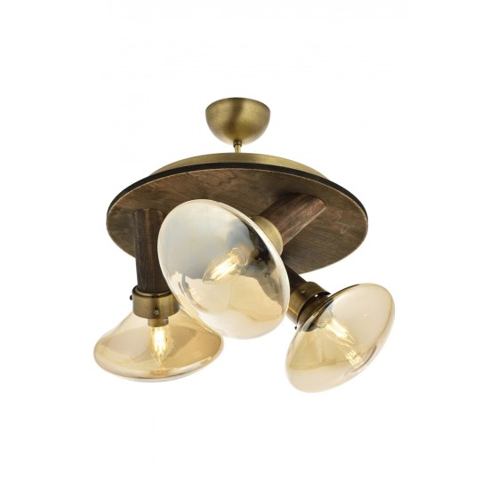 AVONNI AR-60051-3E Eskitme Kaplama Modern Avize E14 Metal Ahşap Cam 35cm