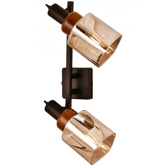 AVONNI AR-60415-2Y-BSY Siyah Boya Modern Avize E27 Metal Ahşap Cam 50x35cm