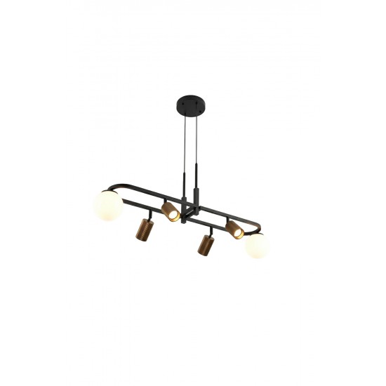 AVONNI AV-60464-6Y-BSY Siyah, Eskitme Boyalı, Kaplama Modern Avize E27-GU10 Metal Cam 20x105cm