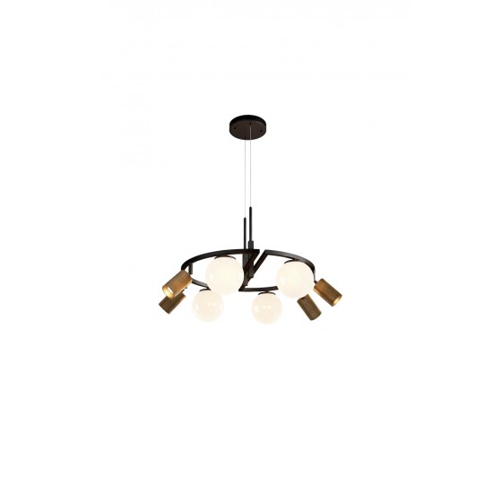 AVONNI AV-60464-8BSY Siyah, Eskitme Boyalı, Kaplama Modern Avize E27-GU10 Metal Cam 66cm