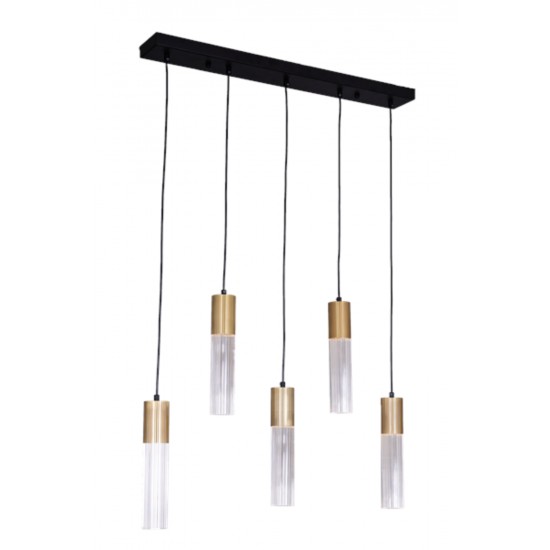AVONNI AV-60465-5EY Siyah Kaplama Modern Avize GU10 Metal Cam 22x80cm