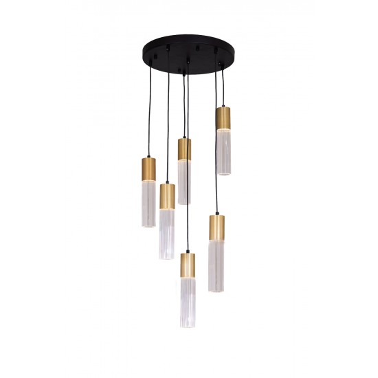 AVONNI AV-60465-6ET Siyah Kaplama Modern Avize GU10 Metal Cam 40cm
