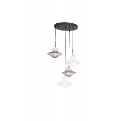 AVONNI AV-60466-4T-BSY Siyah Kaplama Modern Avize E14 Metal Cam 40cm