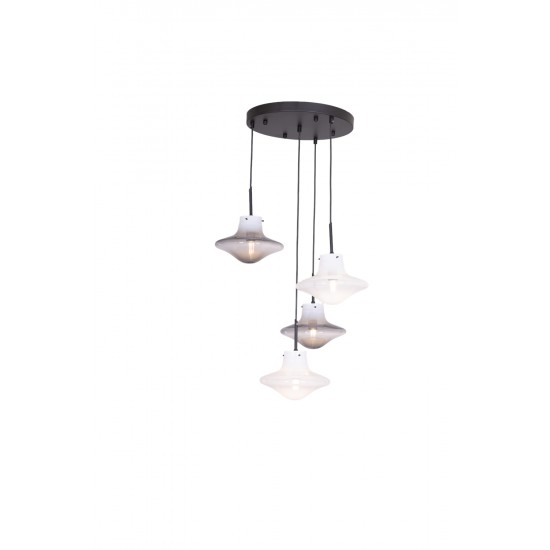 AVONNI AV-60466-4T-BSY Siyah Kaplama Modern Avize E14 Metal Cam 40cm