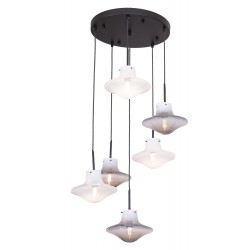 AVONNI AV-60466-6T-BSY Siyah Kaplama Modern Avize E14 Metal Cam 40cm