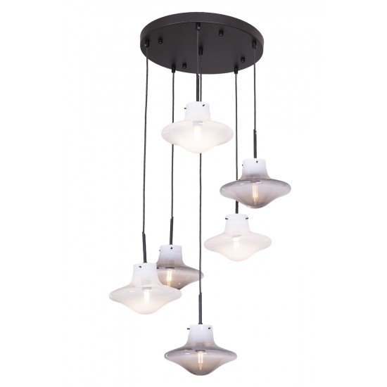 AVONNI AV-60466-6T-BSY Siyah Kaplama Modern Avize E14 Metal Cam 40cm