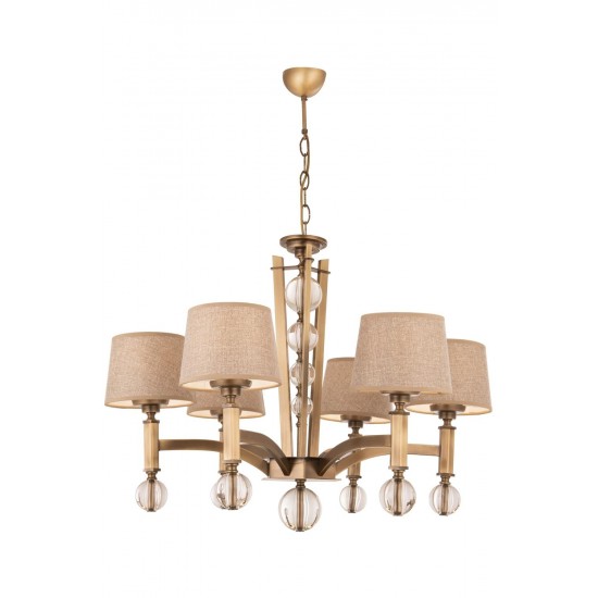 AVONNI AV-35002-6ES Eskitme Kaplama Modern Avize E27 Metal Cam Kumaş 80cm