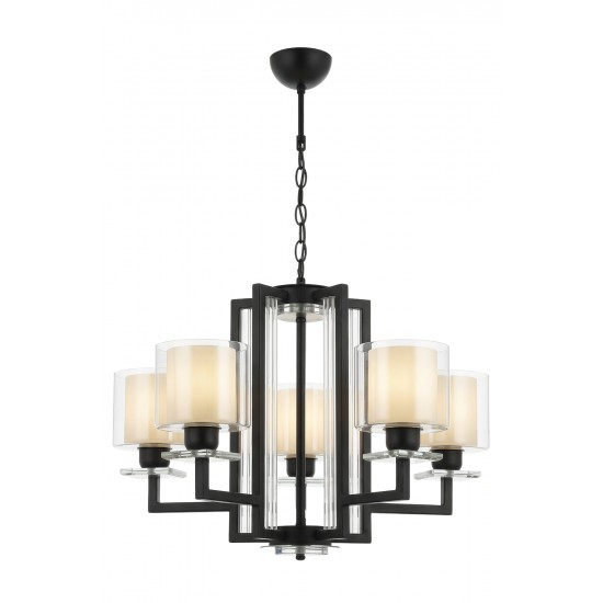AVONNI AV-60190-5BSY Siyah Kaplama Modern Avize E27 Metal Cam 70cm