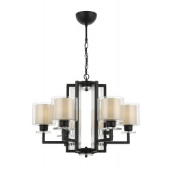AVONNI AV-60190-6BSY Siyah Kaplama Modern Avize E27 Metal Cam 70cm