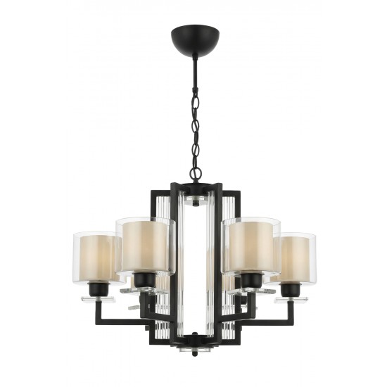 AVONNI AV-60190-6BSY Siyah Kaplama Modern Avize E27 Metal Cam 70cm