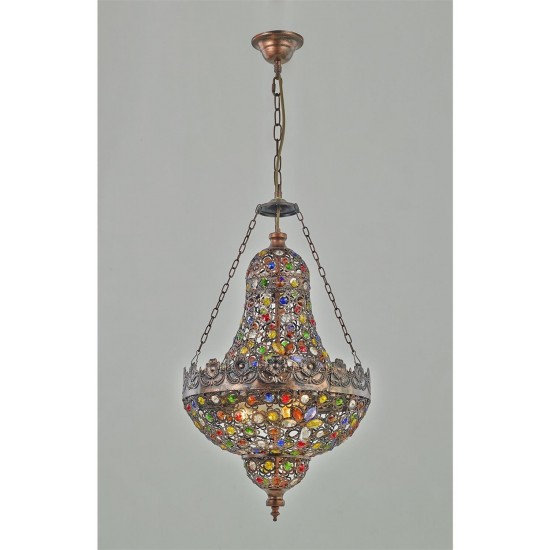 AVONNI AV-5105-1E Eskitme Kaplama Klasik Avize E14 Metal Kristal 36cm