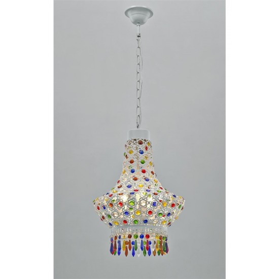 AVONNI AV-5106-B22 Beyaz Boyalı Klasik Avize E27 Metal Kristal 22cm