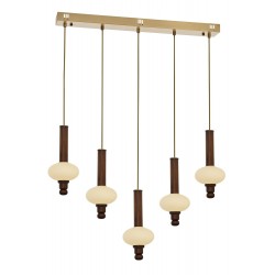 AVONNI AV-5299-5EY Eskitme Kaplama Modern Avize  Metal Ahşap Cam 15x80cm